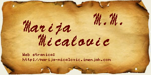 Marija Mićalović vizit kartica